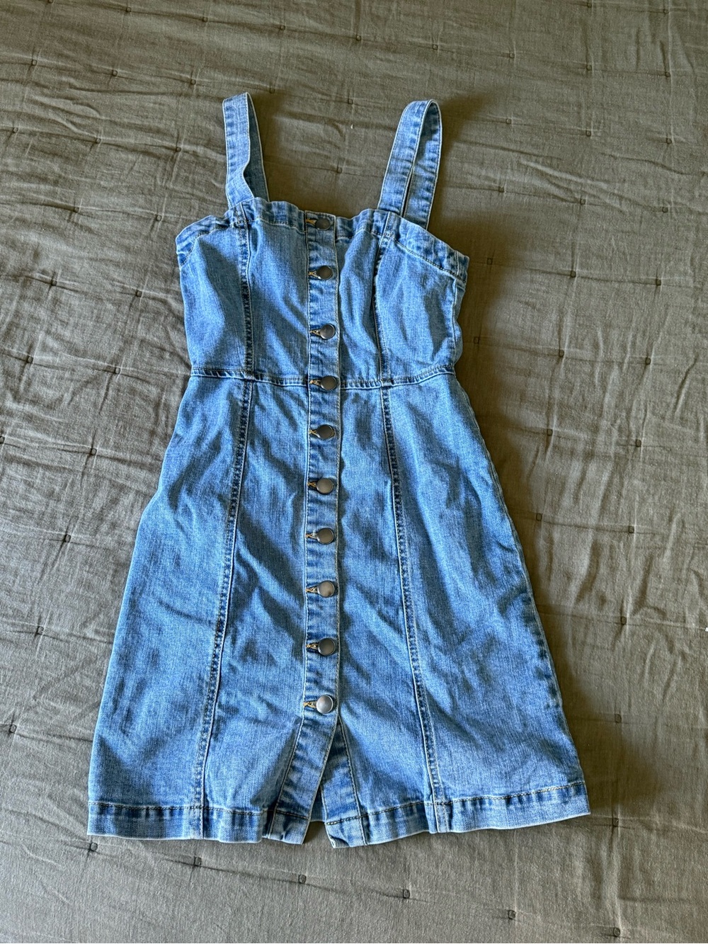 Aeropostale Light Blue Denim Button-Front Sundress